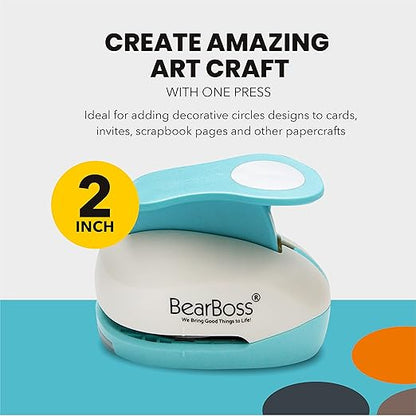 BearBoss 2 Inch Circle Punch, Hole Punch Shapes, Paper Punch Set for Scrapbooking Festival Paper Greeting Card DIY Albums Photos (Classic White)