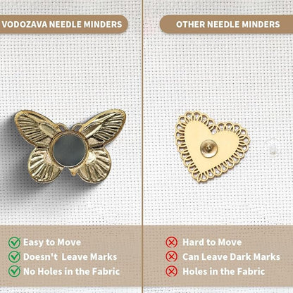Needle Minder Magnet, Magnetic Needle Minder, Needle Minders Magnetic Cross Stitch Accessories, Magnetic Needle Holder, Life Tree, Butterfly, Cats, Owl, Heart (Butterfly)