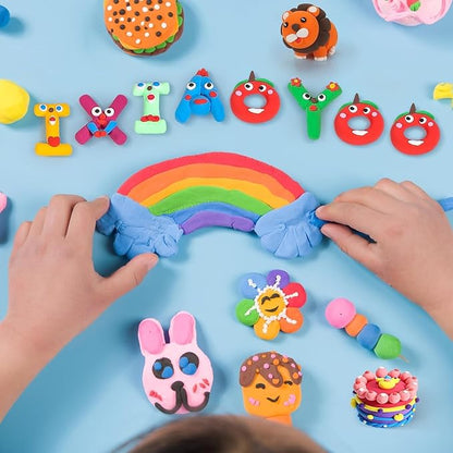 Air Dry Clay for Kids, 60 Colors Molding Magic Clay, Safe & Non-Toxic, DIY Model Arts & Crafts Kit with Sculpting Tools, Birthday&Christmas Gift for Age 3-12 Years Old Girls & Boys Kids