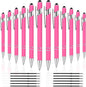 12 PCS 2 in 1 Stylus Ballpoint Pen with Stylus Tip, 1.0 mm Black Ink Metal Pen Stylus Pen for Touch Screens (Silver & Pink)