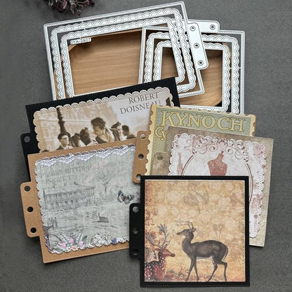 Square Lace Loose-Leaf Cutting Dies, Backgrounds Frame Die Cuts Metal Stencils Scrapbooking Tools DIY Craft Carbon Steel Embossing Template for Paper Card Making Album Arts Crafts Supplies