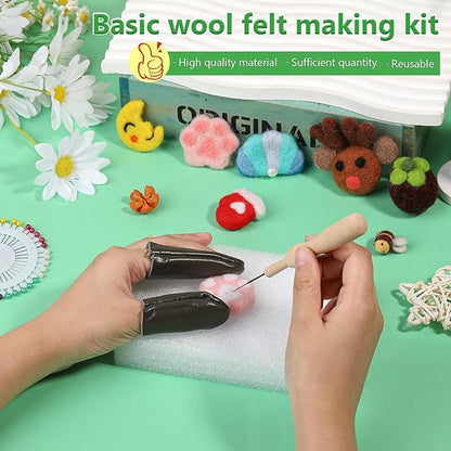 IMZAY Needle Felting Tools, Wool Felting Supplies, Needle Felting Kit with 60 Pcs Needles, Foam Mat, Wooden Handle, Scissors, Perfect for DIY Felting Wool Projects