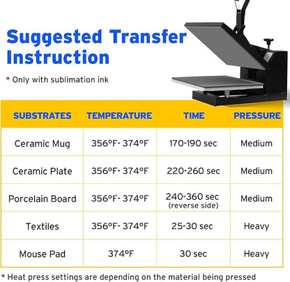 Printers Jack Sublimation Paper - 8.5 x 11 Inches, 100 Sheets 120gsm for Any Epson Sawgrass Inkjet Printer with Sublimation Ink, Heat Transfer Sublimation Paper for T-shirt, Mugs, Light Fabric