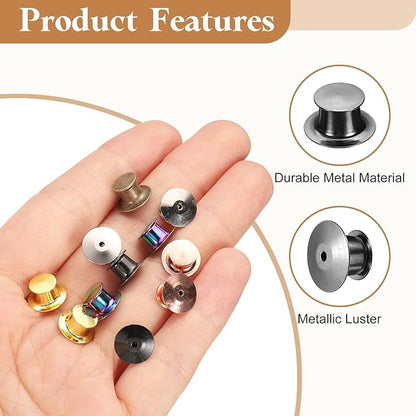 uxcell 40Pcs Metal Locking Pin Backs, Pin Keepers Locking Clasp Flat Head Clamp Needle Back Lock for DIY Brooch Crafts Badges Enamel Lapel, Metallic Black