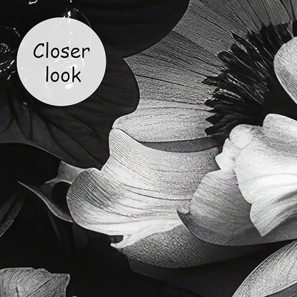 AFZEVEB-Black Peony Floral Wallpaper Vintage Large Flower Wall murals for Bedroom 136"x96"(Not Peel and Stick)