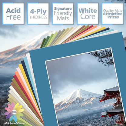 Mat Board Center, Pack of 20, 5x7 Mixed Colors White Core Picture Mats Mattes Matting for 4x6 Photo