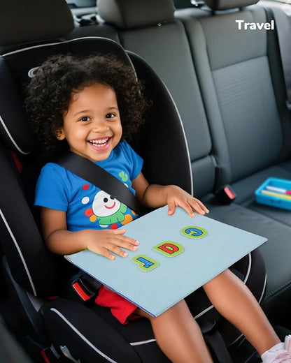 CHEFAN Foldable Felt Board for Toddlers 22 x 13, Freestanding Flannel Board for Kids, Preschool Classroom and Daycare Storytelling Display, Compatible with Felt Set, Blue