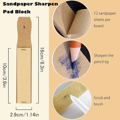 Haojiaho Blending Stump, 9pcs Blending Stumps, Blending Sponge Pens and Sandpaper Pencil Sharpener, Washable & Reusable, Tortillions Paper Art Blenders for Student Artist Charcoal Sketch Drawing