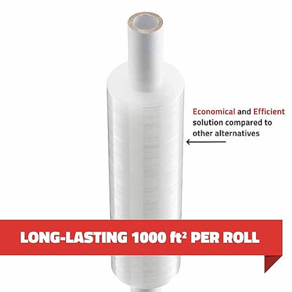 Stretch Wrap with Handle Industrial Strength 2 Pack 11" x 1000 Ft 60 Gauge Thick (15 Micron) Shrink Wrap Roll for Moving Supplies, Furniture, Pallets, Plastic Wrap for Packing, Heavy Duty Stretch Film