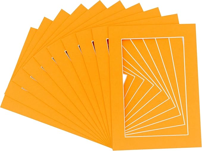 11x14 Mat for 8.5x11 Photo - Precut Orange Picture Matboard for Frames Measuring 11 x 14 Inches - Bevel Cut Matte to Display Art Measuring 8.5 x 11 Inches - Acid Free Pack of TEN MATS