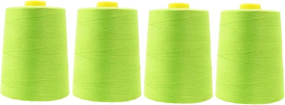 Mandala Crafts 4 Pack of Serger Threads Cones Spools - 20S/2 24000 Yards Polyester Lime Green Threads for Sergers Machine and Overlock Quilting Sewing Machine