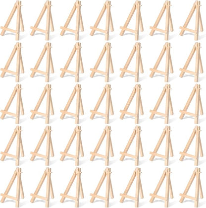 100 Pcs Mini Wood Display Easel Stands 5 Inch Small Wooden Canvas Easels A-Shaped Tripod Small Easels Arts Crafts Easels for Small Canvas Holder, Crafts, Signs, Photos, DIY Crafts, Home Decoration