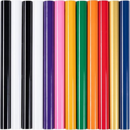 HTVRONT HTV Heat Transfer Vinyl -13 Pack HTV Vinyl Sheets, 12" x 10" Iron on Vinyl for T Shirts, 10 Assorted Premium Colors Heat Transfer Vinyl for All Cutting Machines