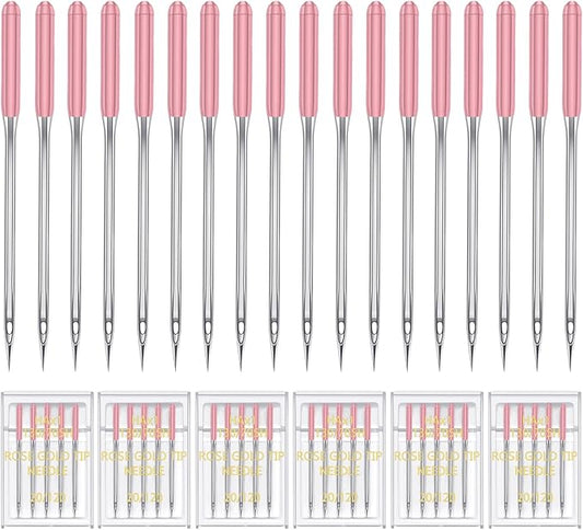 HONEYSEW 30 Pieces Sewing Machine Needles HAX1 130/705H Universal Regular Point Flat Shank Sewing Needle Compatible with Singer, Brother,Janome,Pfaff and Other Brand (Rose Gold Size 20-30PCS)