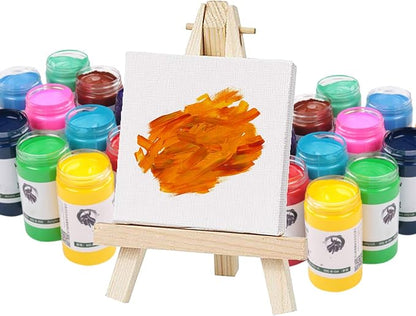 CertBuy Stretched Canvas 6 x 6 inch, 24 Pack 100% Cotton Blank Canvas Board for Painting, Acrylic Paint, Oil Paint and Wet Art Media