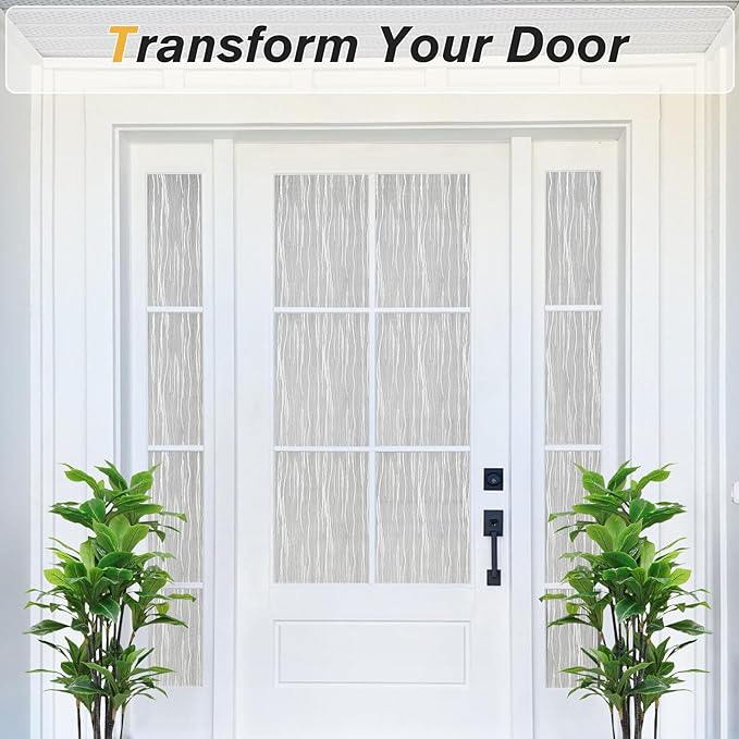 Haton Window Privacy Film, Frosted Glass Privacy Window Clings, Sun Blocking Frosting Opaque Coverings, Static Cling Removable Decorative Stickers for Home Door, Non-Adhesive 17.5" x 118.1"