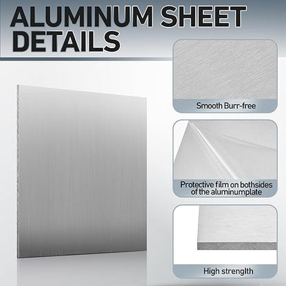 Blulu 2 Pcs 6061 Aluminum Sheet Metal Plate 15 x 15 x 1/8 in (3 mm) Flat Plain Thickness Panel Covered with Protective Film Solid Rectangle Flat Stock for Crafting Industry Structural Framing Base