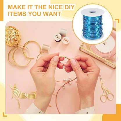 uxcell 12 Gauge / 2mm Anodized Aluminum Wire for Jewelry Craft Making, 102 Feet Bendable Flexible Wire for DIY Home Decor Gardening Sculpture, Blue