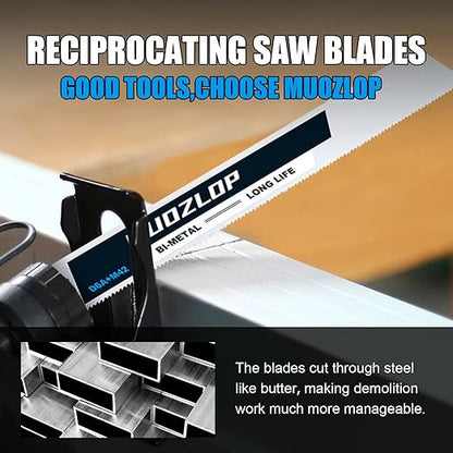 10 Pack 9 inch Reciprocating Saw Blades Set,18 TPI High Carbon Saw Blades, Metal Saw Blades with Organizer Case (10, 18TPI/225mm)