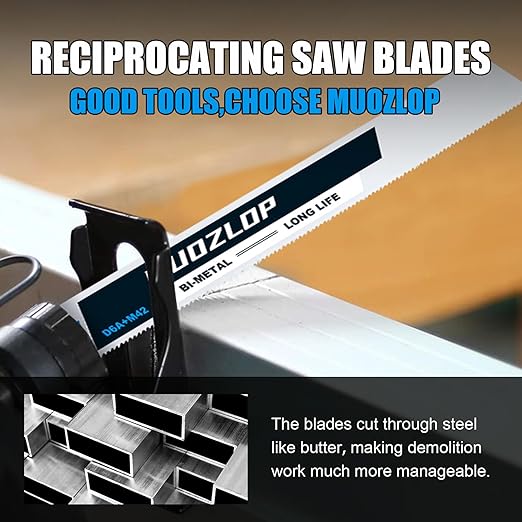 10 Pack 12 inch Reciprocating Saw Blades Set,18 TPI High Carbon Saw Blades,Metal Saw Blades with Organizer Case (10, 18TPI/300mm)