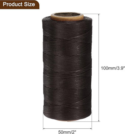 uxcell 150D 0.8mm Flat Waxed Thread 284 Yards Polyester Leather Sewing Waxed String Hand Stitching Waxed Cord for Leather Stitching Sewing Bookbinding DIY Craft Dark Brown