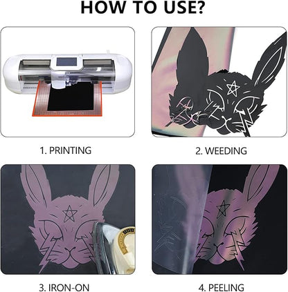 Guangyintong Chameleon HTV Rolls, 12" x 8ft Purple to Green Iron on Vinyl for T-Shirts, Changing Color Heat Transfer Vinyl for All Cutter Machines, Easy to Cut & Weed for DIY Design