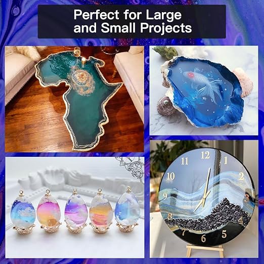 GRLELOU Epoxy Resin 2 Gallon Epoxy Resin Kit, Crystal Clear, No Yellowing, Bubble Free, Self-Leveling Coating & Casting Resin for Art Crafts Jewelry Making Molds Table Top-1 gal x 2