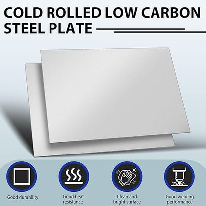 4 Pcs 12 x 8 in Mild Steel Sheet Metal Cold Rolled 16 Gauge 0.06 in (1.5mm) Thick Weldable Metal Carbon Plate Square Panels for Outside Industrial DIY Use Projects Weld Accessories