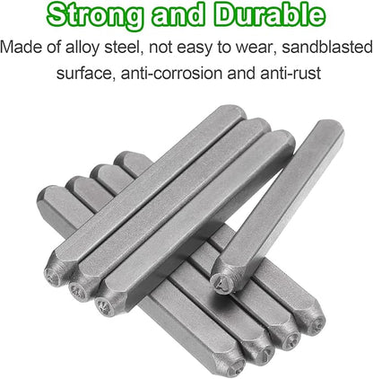 HARFINGTON 36pcs Metal Stamping Kit 5/64" (2mm) Steel Uppercase Letter and Number Punch Set (A-Z / 0-8 / "&" Symbol) Punch Press Tool with Case for Imprinting Metal Plastic Wood Leather