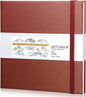 Moinchore Back to School Gifts Square Sketchbook 8 x 8 Inch Hardcover Art Sketch Book Drawing Papers 120 Pages, Mixed Media Journal Notebook with Elastic Closure Sketchbook for Drawing(Dark Red)