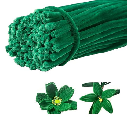 100 Pieces Pipe Cleaners Chenille Stem, Green Pipe Cleaners Set for Pipe Cleaners Christmas Tree DIY Arts Crafts Decorations, Chenille Stems Pipe Cleaners (Dark Green)