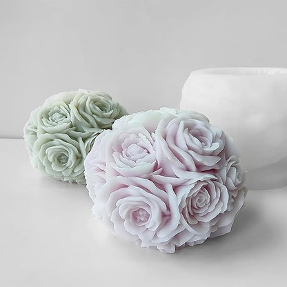 Rose Ball Round Candle Mold - Silicone 3D Molds for Candy & Home Decor - Resin Casting & Making Molds