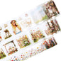 Spring Garden PET Tape Set, 3 Rolls Pre-Cut Wildflower Stickers for Scrapbooking, Journaling, DIY Crafts, and Collage Art (30 mm/50 mm/55 mm)