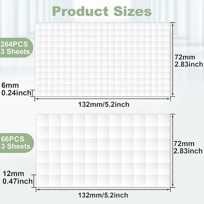 6 Sheet Double-Sided Foam Adhesive Squares, 2 Sizes 3D Square Foam Tape for Crafts, Pre-Cut Foam Mount Adhesive Strips for DIY, Scrapbooks, Office - 990pcs