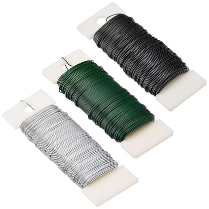 Hapeper 22 Gauge Floral Flexible Paddle Wire for Christmas Wreath Tree, Flower Arrangements, 3 Pack 114 Yards (Multicolored)