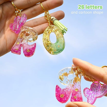 Actvty Alphabet Resin Mold, Reversed Alphabet Silicone Molds with Holes for Epoxy, Letter Molds for Resin DIY Keychain Jewelry Pendant
