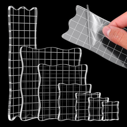 7PCS Acrylic Stamp Block, Clear Stamping Blocks Tool Acrylic Blocks for Stamping Decorative Stamp Blocks Square Display Block Set Props for DIY Crafts Making