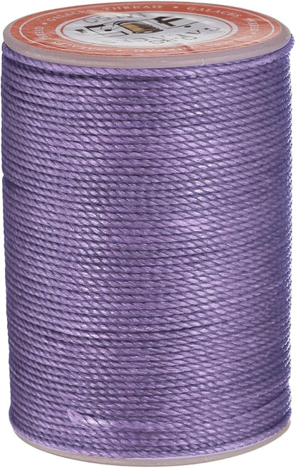 uxcell Round Leather Sewing Waxed Thread, 55m / 60 Yards Wax Polyester String, 0.8mm Waxed Stitching Cord for Leather Crafts, Bookbinding, Bracelets Braided, Light Purple