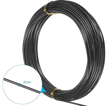 TecUnite Aluminum Craft Wire for Sculpting Armature Bendable Craft Wire for DIY Jewelry Making(Black, 10 M X 2 mm, 1 Roll)