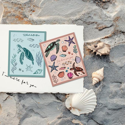 11.7 x 8.3 inch Sea Turtle Clear Stamps for Card Making Marine Organism Rubber Stamps Background Stamps for Card Making Holiday DIY Handmade Decoration Scrapbooking journaling Stamps