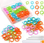Yizzvb 50 Pcs Stitch Markers, Colorful Crochet Stitch Markers with Large-Eye Blunt Needles, Crochet Marker Ring for Knitting Crocheting DIY Craft Project with Storage Box