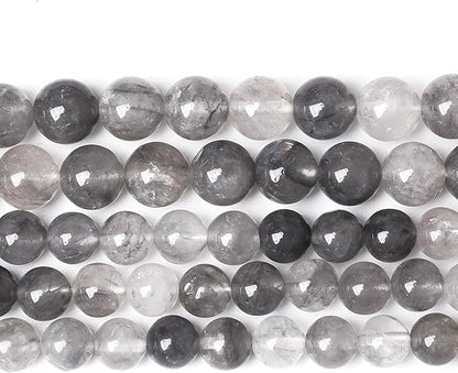 90pcs 4mm Natural Grey Cloud Crystal Stone Beads for Jewelry Making Energy Healing Power Stone Beads DIY Bracelet Necklace Accessories 15"(4mm, Grey Cloud Crystal)