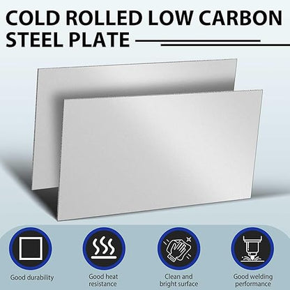 4 Pcs 16 Gauge 12 x 6 Inch Metal Steel Sheet Steel Plate Mild Carbon Cold Rolled Square Weldable Metal Panels for Outside Industrial DIY Use Projects Weld Accessories