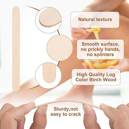 3000pcs 4.5" Wooden Craft Sticks, Popsicle Sticks for Waxing, Ice Cream Sticks, Wooden Sticks for Crafts, Hair Removal and Waxing Supplies, Creative Designs and Home Art Projects