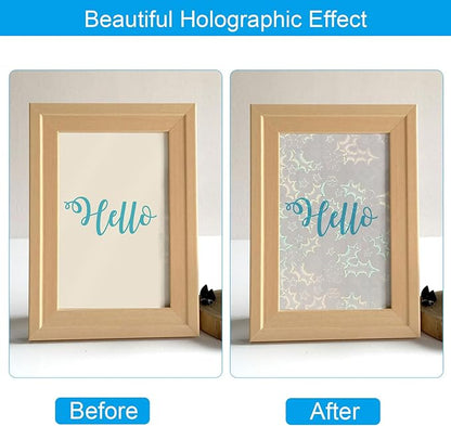 PATIKIL 11.7x8.3 Holographic Sticker Paper, 10Sheets A4 Polypropylene Self-Adhesive Transparent Waterproof Laminate Overlay Film for Photo Cards Scrapbook Decorations, Christmas Ribbon