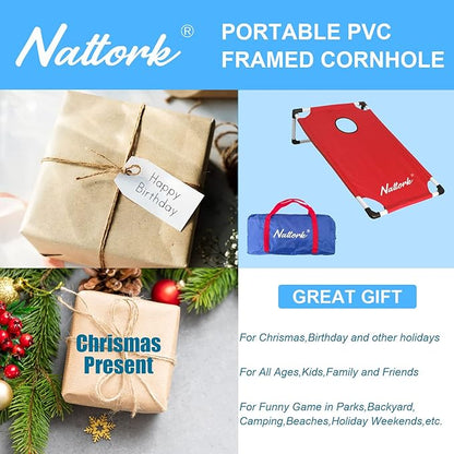 Portable Cornhole Set with 2 Collapsible Cornhole Boards, 8 Cornhole Bean Bags and Carrying Case for Yard Toss Game, Indoor Outdoor Camping Games for Adults Family (3 x 2-feet)