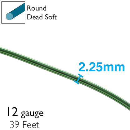 The Beadsmith Anodized Aluminum Wire – 12 Gauge – 39 feet – Kelly Green Color – Bendable Craft Wire Used to Jewelry Making, Wire Wrapping, Sculpting, Floral, Modeling and Other DIY Arts & Crafts