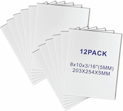 12 Pack Foam Core Board, ZJCEASER 8 x 10 White Poster Board, 3/16" Thickness Sign Board Craft Foam Sheet for Signboards, School Projects, University Displays, College Events, Arts & Crafts, Framing