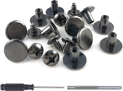 YORANYO 150 Sets 8MM Chicago Screws Leather Rivets for Fabric Chicago Binding Screws Buttons Metal Studs Rivets for Decorate and Repair Belts Bags Shoes Purse Dog Collar Leather Craft (Gun-Metal)