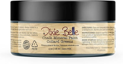 Dixie Belle Paint Company Chalk Finish Furniture Paint - Collard Greens (4oz) - Matte Deep Green Chic Chalk Mineral DIY Furniture Paint